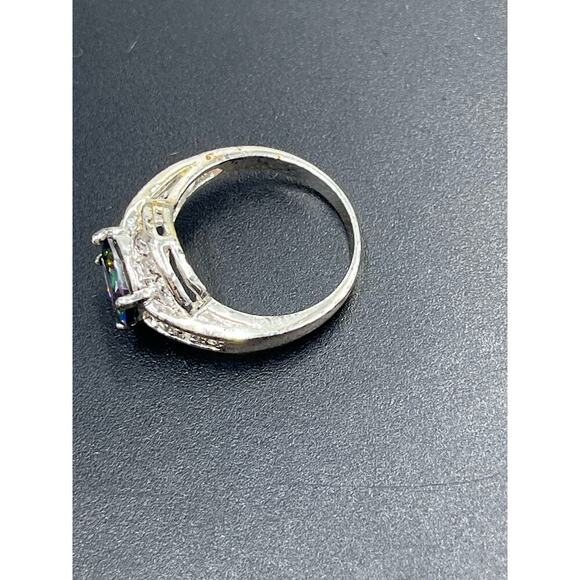 Sterling Silver 925 Mystic Topaz and CZ Ring  Sz 10.25 - Picture 15 of 16